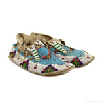 Sioux Beaded Leather Moccasins c. 1890-1900s, 5" x 11" x 4" (DW91662A-0723-001)