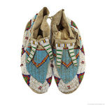 Sioux Beaded Leather Moccasins c. 1890-1900s, 5" x 11" x 4" (DW91662A-0723-001)