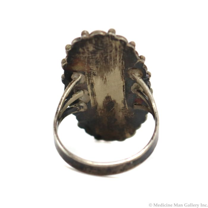 Navajo - Petrified Wood and Silver Ring c. 1930s, size 9.5 (J15906-017)