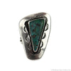 Navajo Turquoise and Silver Ring Ring with Stamped Design c. 1950s, size 6 (J15496)