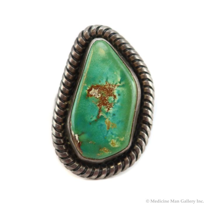 Navajo - Turquoise and Silver Ring c. 1960s, size 10.25 (J15811-011)