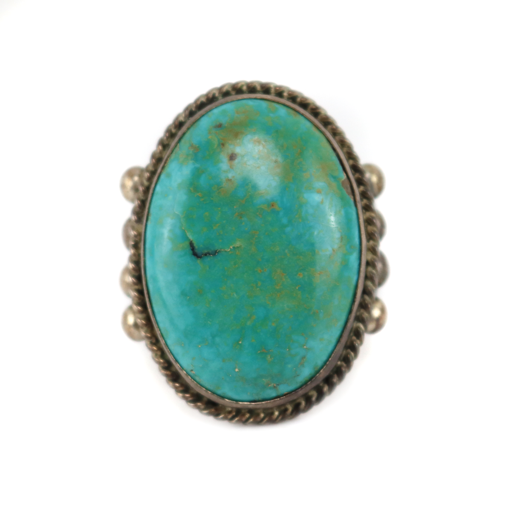 Navajo - Turquoise and Silver Ring c. 1930-40s, size 11 (J15987-019)