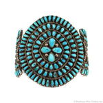 Zuni - Turquoise Cluster and Silver Bracelet c. 1930s, size 7 (J91187A-0923-001)