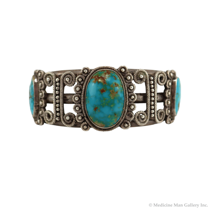 Pueblo or Navajo - Turquoise and Silver Bracelet c. 1930s, size 6.5 (J15986-CO-002)