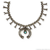 Navajo Turquoise and Silver Small Squash Blossom Necklace c. 1910-20s, 23" length (J90108A-0822-001)