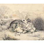 After Felix Darley (1822-1888) - Attack of the Grizzly, 10.5" x 12.75" (PDC1579)