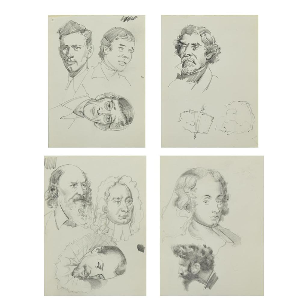 R. Brownell McGrew (1916-1994) - Group of Portraits; Including Charles Lindbergh, William Bligh, George Frideric Handel, and Robert Dudley, Earl of Leicester (PDC90536-1220-070) (A Donation Goes to Adopt-A-Native-Elder Program with Purchase)