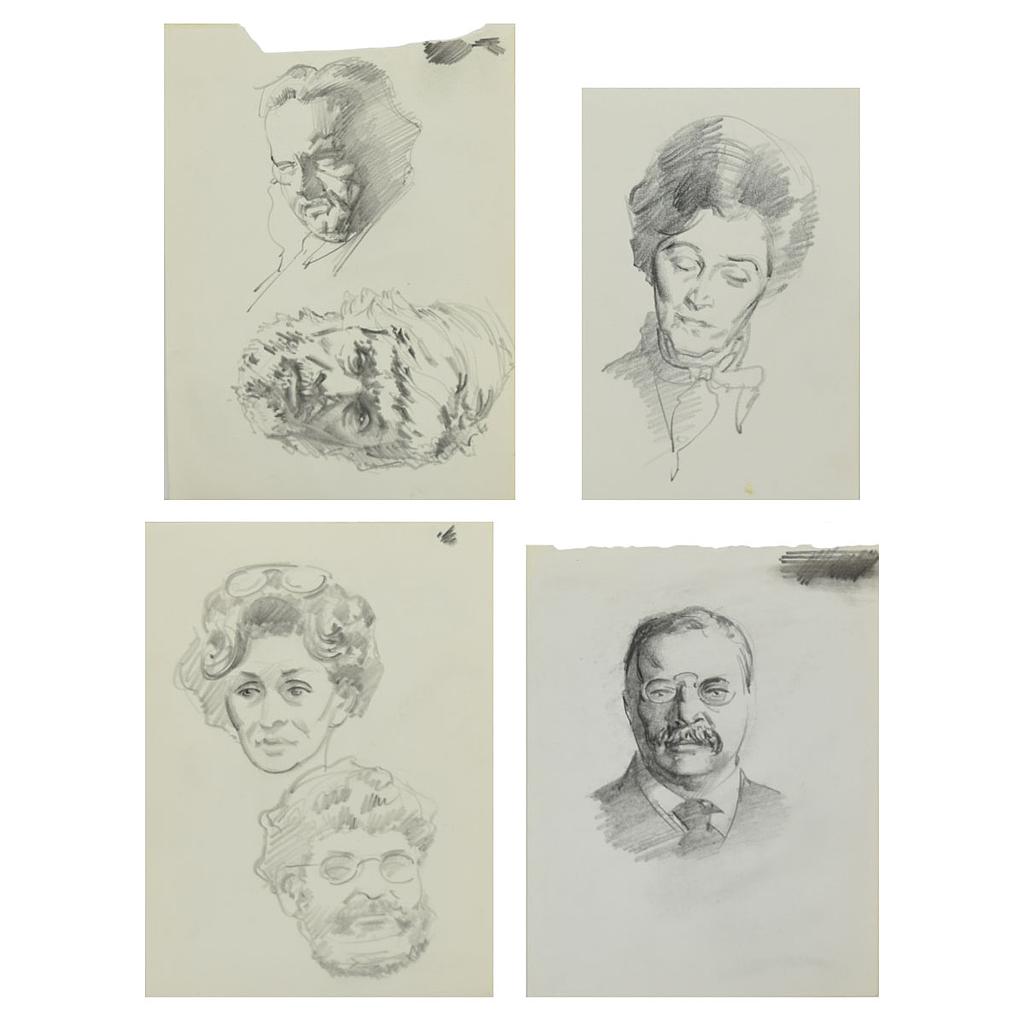 R. Brownell McGrew (1916-1994) - Group of Portraits; Including Theodore Roosevelt, and Sir Patrick Moore (PDC90536-1220-074) (A Donation Goes to Adopt-A-Native-Elder Program with Purchase)