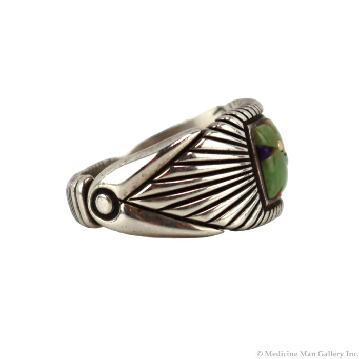 Raymond Yazzie - Navajo - Contemporary Multi-Stone Inlay and Sterling Silver Ring, size 9 (J90620A-0823-002)