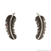 Navajo Sterling Silver Post Earrings with Feather Design c. 1990s, 0.875" x 0.375" (J15897-040)