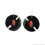 Mary and John Aguilar - Santo Domingo (Kewa) -  Contemporary Multi-Stone and Sterling Silver Inlay French Hook Earrings, 1.375" diameter (J15805-009)