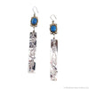 Mary and John Aguilar - Santo Domingo (Kewa) - Contemporary Denim Lapis and Sterling Silver French Hook Earrings, 4.25" x  0.5" (J15805-007)