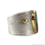 Sonwai (Verma Nequatewa) (b. 1949) - Hopi Contemporary Multi-Stone, Gold, and Sterling Silver Tufacast Bracelet, size 6.5 (J90640A-0823-004)