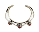 Michael Roanhorse (b. 1975) - Navajo Contemporary "3 Sisters" Design - Coral and Sterling Silver Bracelet c. 2007, size 6 (J90386B-0522-002)