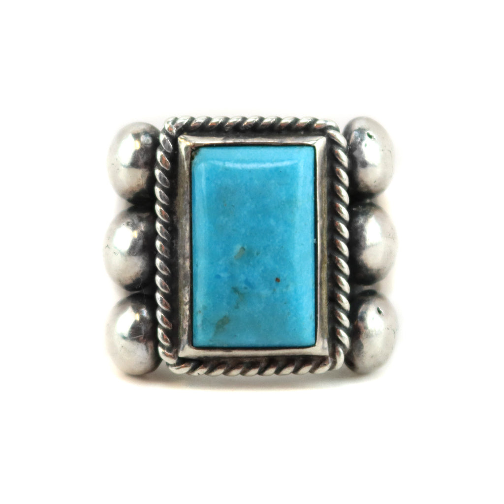 Larry Smith - Non-Native - Turquoise and Silver Ring c. 2000s, size 9.5 (J15811-012)