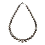 Navajo Silver Beaded Necklace c. 1960s, 16" length (J16020)