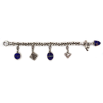 Ray Tracey (b. 1953) - Navajo - Lapis Lazuli, Turquoise, Coral, and Sterling Silver Link Bracelet  c. 1990s, size 7.5 (J91024-1023-003)