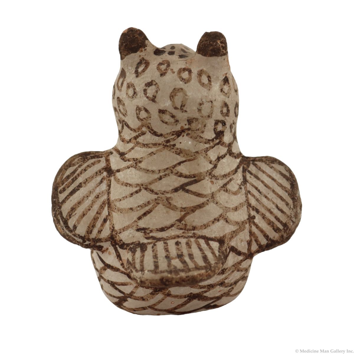 Zuni Polychrome Owl Figurine c. 1920-40s, 3.5" x 3.5" x 2.5" (P3734)