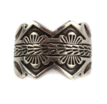 Emerson Bill - Navajo Sterling Silver Ring with Stamped Design c. 1980s, size 14 (J91963-1023-002)