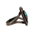 Navajo Turquoise and Silver Ring c. 1940s, size 3.75 (J15905-008)