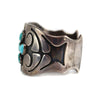Hopi Turquoise and Silver Overlay Bracelet c. 1950s, size 6.5 (J16024)