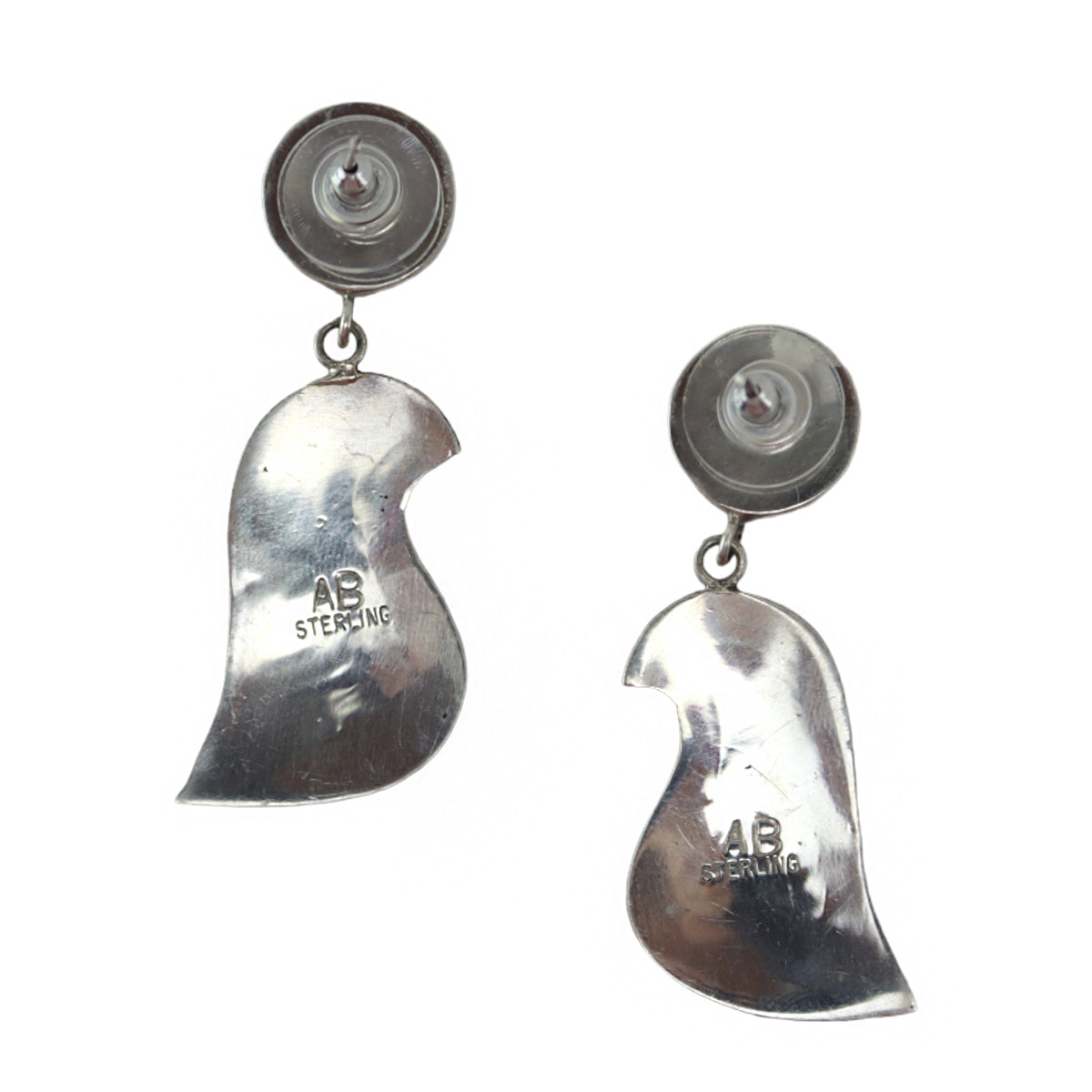 Abraham Begay - Navajo - Contemporary Multi-Stone Inlay and Sterling Silver Overlay Post Earrings(J16036)