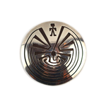 Navajo - Silver Overlay Pin with Man in the Maze Design c. 1970s, 1.375" diameter (J16028-032)