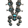Navajo - Persian Turquoise and Silver Beaded Squash Blossom Necklace c. 1950-60s, 30" length (J15738-038)