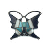 Zuni Multi-Stone Inlay Butterfly Silver Pin with Turquoise, Jet, and Mother of Pearl / Abalone, c. 1930-40s, 1.5" x 1.75" (J2215)