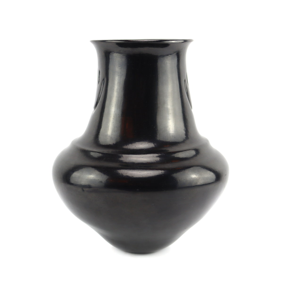 Sharon Naranjo (b. 1951) -  Santa Clara Black Vase with Bear Paw Design c. 1970s, 10.5" x 8.5" (P91252B-1023-003)