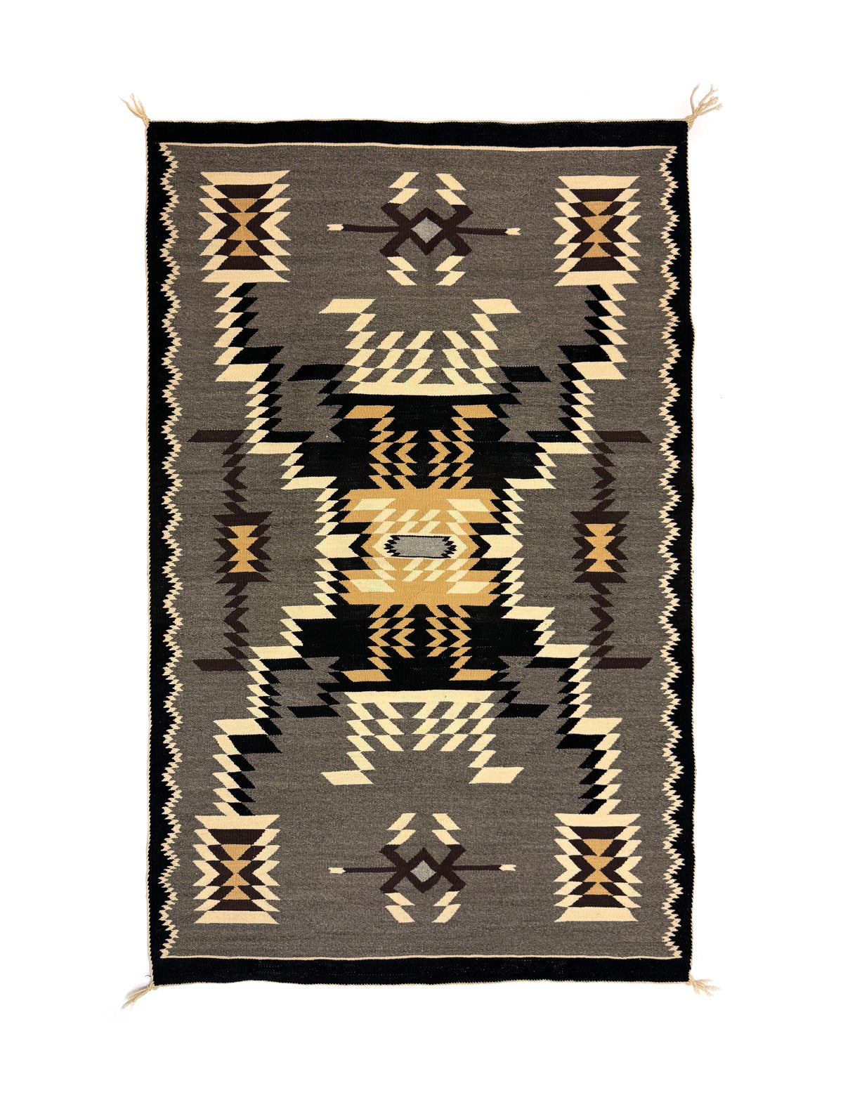 Navajo Crystal Storm Pattern Rug with Waterbug Pictorials c. 1960-70s, 69" x 44" (T6591)