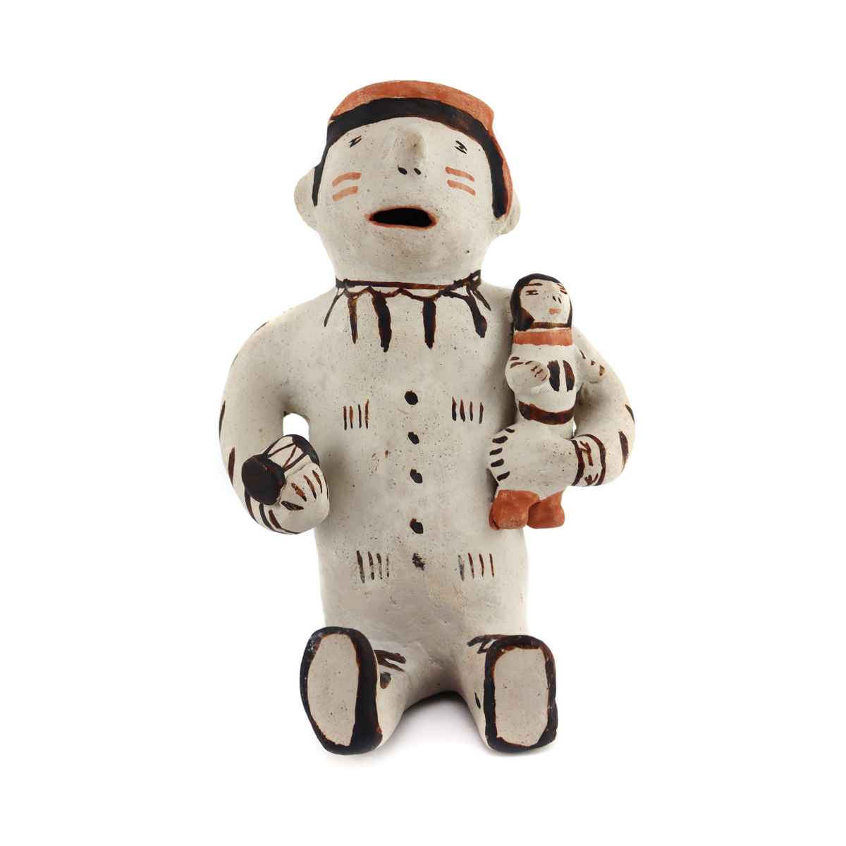 Cochiti Polychrome Storyteller Figurine c. 1950s, 7" x 5" x 4.25" (P91252B-1023-015)