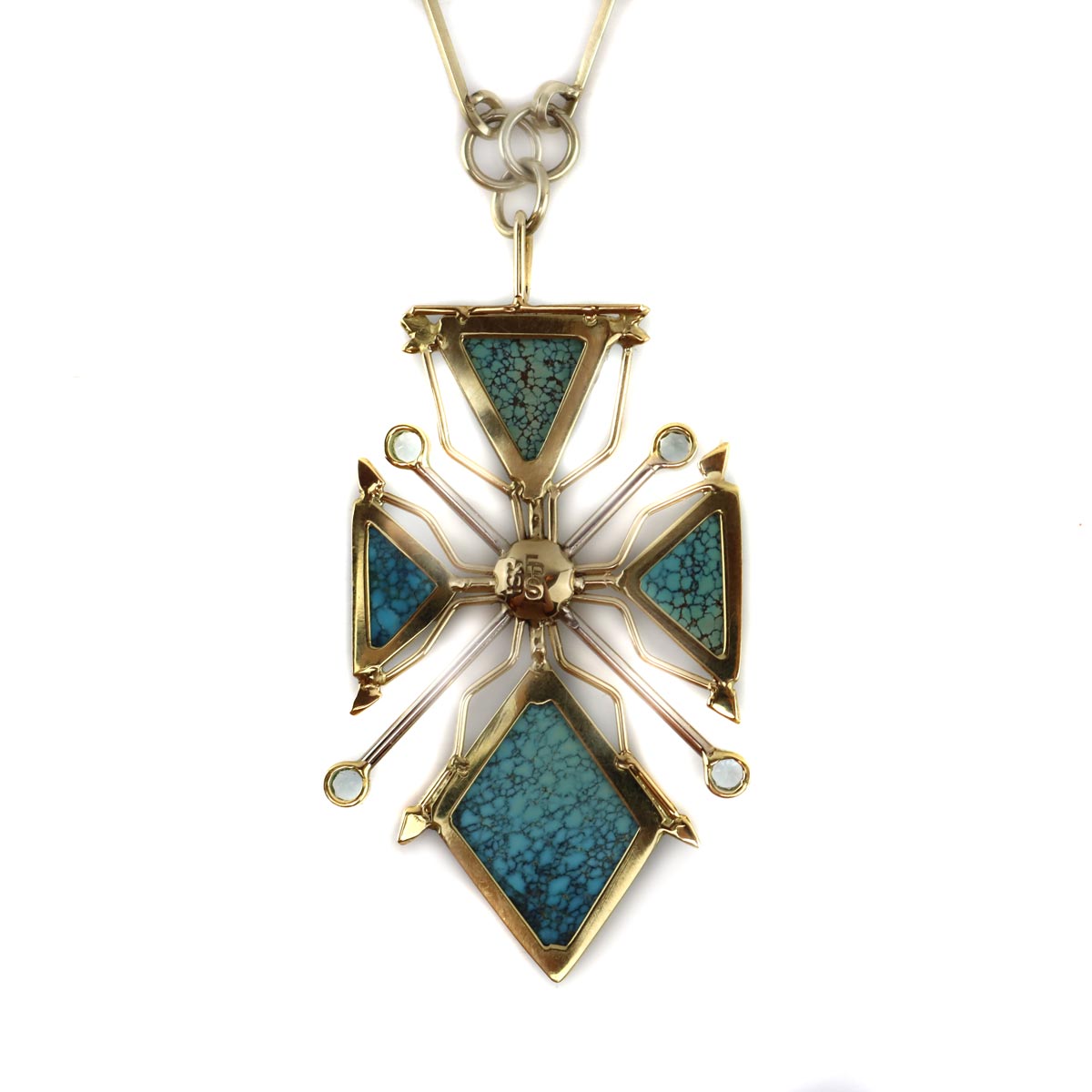 Sam Patania - "Cruciform" Number 8 Turquoise, Aquamarine, and 18K Gold Necklace, 19" length (J91699-1123-002)