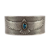 Darryl Begay - Navajo - Turquoise, Gold, and Sterling Silver Tufacast Bracelet with Eagle Design c. 2000s, size 6 (J16064-015)