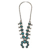 Navajo - Turquoise and Silver Squash Blossom Necklace c. 1988, 30" length (J16081)