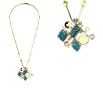 Sam Patania - "Interstellar" Pendant with Number 8 Turquoise and 18K Gold, and Moissanite with Chain, 21" length (J91699-1123-007)