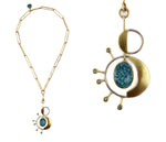 Sam Patania - "Star Map" Number 8 Turquoise, Blue Topaz, and 18K Gold Necklace, 17" length (J91699-1123-003)