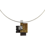 Shirley Wagner - "Gilt Age" Bronze, Pyrite Druzy, Found Minerals, on Stainless Steel Bale with 18" Cable Cord, 1.625" x 1.125" pendant (J92312A-1223-002)