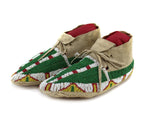 Sioux Beaded Leather Moccasins c. 1890s, 3.5" x 8" x 3.25" (DW91963-1123-004)