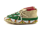 Sioux Beaded Leather Moccasins c. 1890s, 3.5" x 8" x 3.25" (DW91963-1123-004)
