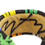 Marcus Amerman - Choctaw - Beaded Leather Bracelet with Lizard Pictorials c. 1990s, size 6 (J16064-027)