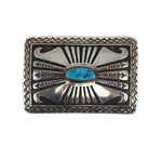 Navajo - Turquoise and Sterling Silver Overlay Belt Buckle c. 1970-80s, 2" x 3" (J91963-1123-007)