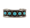 Frank Patania, Sr. (1898-1964) and Thunderbird Shop - Turquoise and Sterling Silver Row Bracelet c. 1950s, size 6.5 (J91963-1123-004)