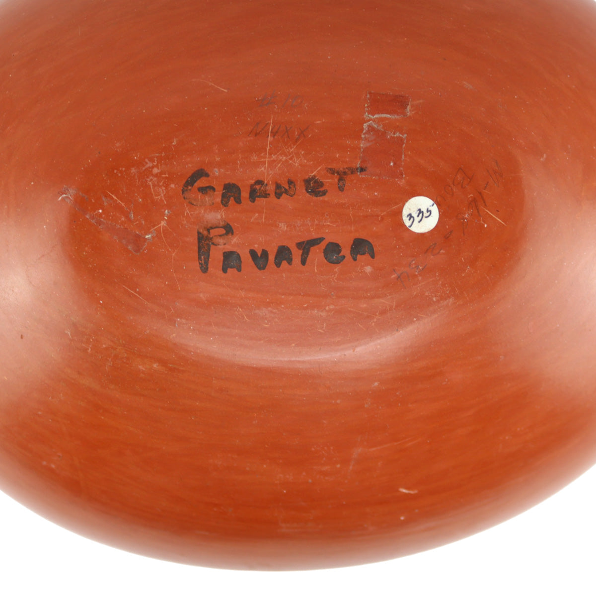 Garnet Pavatea (1915-1981) - Hopi Redware Oval Bowl with Corrugated Design c. 1971, 4.5" x 10.5" x 8" (P3800)