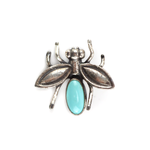 Navajo - Turquoise and Silver Moth Pin c. 1940s, 0.75" x 0.75" (J16098)