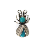 Navajo - Turquoise and Sterling Silver Moth Pin c. 1940-50s, 0.625" x 1.25" (J16102)