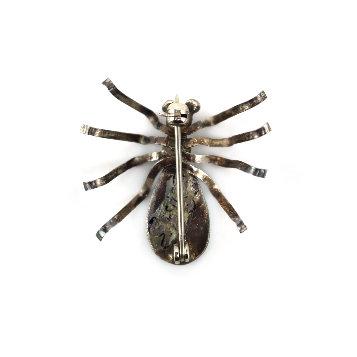 Navajo - Turquoise and Silver Spider Pin c. 1960s, 1.125" x 1.125" (J16103)