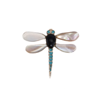 Zuni - Multi-Stone Inlay and Sterling Silver Dragonfly Pin c. 1960-70s, 1.25" x 1.5" (J16108)