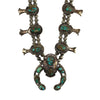 Navajo - Turquoise and Silver Squash Blossom Necklace c. 1950s, 28" length (J16130-004)