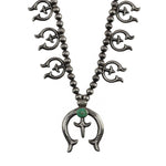 Navajo - Turquoise and Silver Squash Blossom Necklace c. 1950-60s, 22" length (J16130-005)